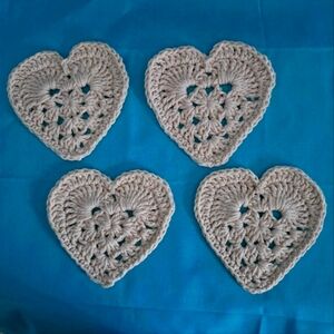 100% Cotton Crochet Heart Coasters